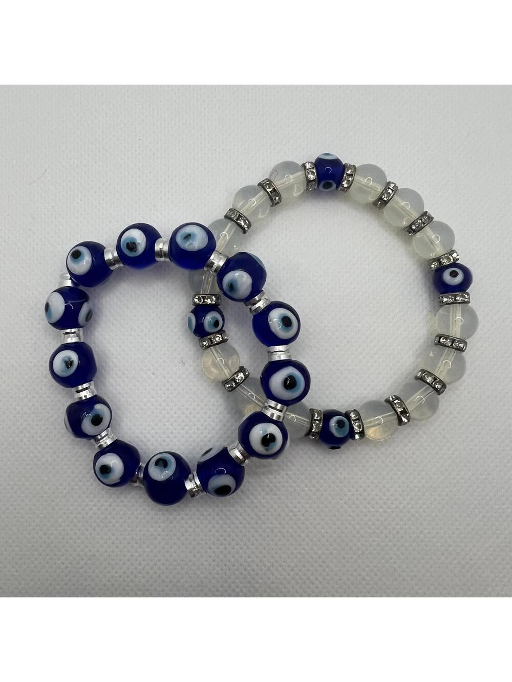 Set of Two Stretch Evil Eye Beaded Bracelets